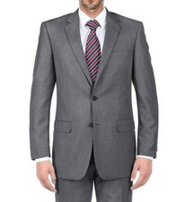 Renoir Gray Wool Suit Men New Basic 38R 54L Classic Regular Fit Business Church