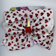 Jojo Siwa Valentine Hairbow White With Red Hearts Love