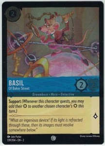 Disney Lorcana 139/204 Basil of Baker Street Cold Foil Card Floodborn NM