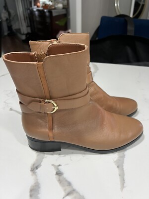 QVC Outlet C. Wonder Tumbled Leather Mid-Calf Boots with Buckle Size 7.5