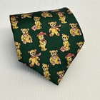 The Eagle's Eye 100% Silk Cute Teddy Bear Novelty Green Tie