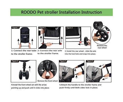 ROODO Dog Stroller 3Wheel Pet Stroller Cat Stroller Lightweight Foldable Port... - Picture 5 of 9