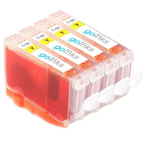 Lot De 4 Cartouches D'encre Jaune Compatibles Canon PIXMA - C-CLI8Y-4 - 14ml - Neuf