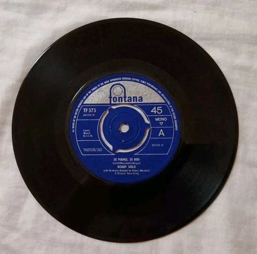 Bobby Solo-Si Piangi Se Ridi/Saro Un Illuso Vinyl 7" Single.1965 Fontana TF 573. - Image 3 of 4