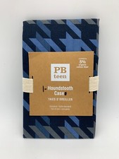 Pottery Barn Teen Houndstooth Pillowcases Standard Navy Blue S/2  #G924