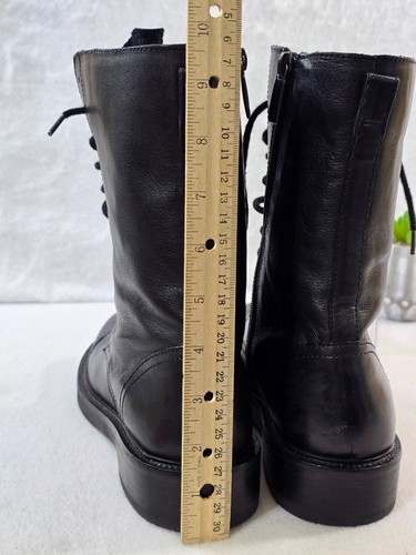 Steve Madden Womens Black Leather Upper Dawsyn Combat Boots Lace Up Side Zip 8M - Picture 11 of 12