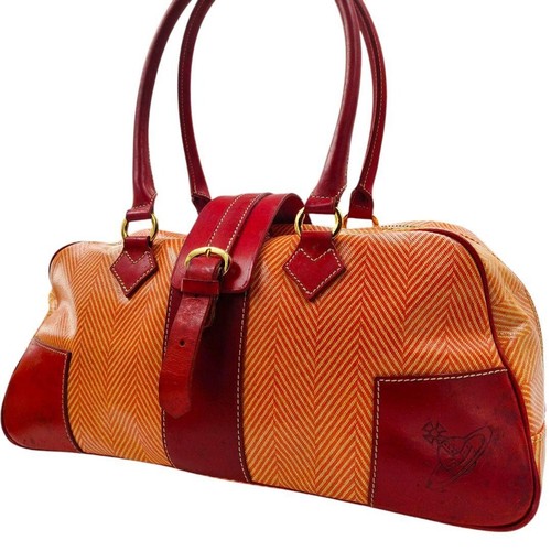 Vivienne Westwood Women's Tote Hand Boston Bag Vintage Orange Red Leather Ladies