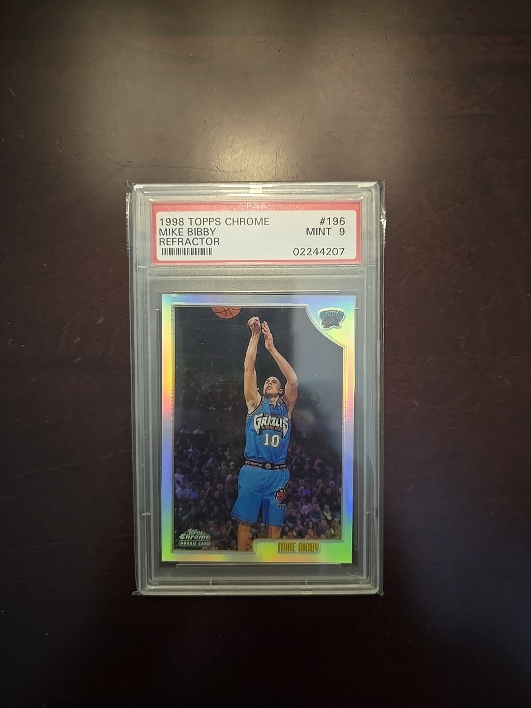 1998-99 Topps Chrome Refractor #196 Mike Bibby Grizzlies RC Rookie PSA 9 MINT