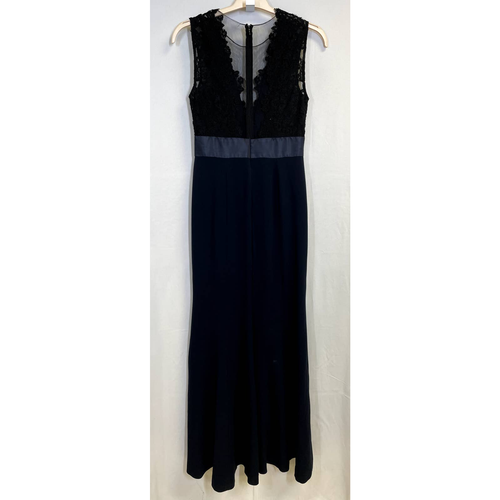 THEIA Dramático Cuello de Encaje Formal Vestido de Noche Profundo Medianoche en Negro Talla 8 - Imagen 8 de 13