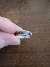 Navajo Multi Stone Turquoise Band Ring Zuni Size 11 Native American Wow Sterling