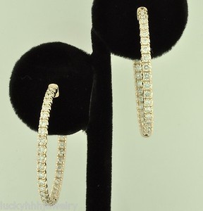 2.75 ct Natural Diamond Hoop Earring 14k Solid Rose Gold 8.00 grams snap closure