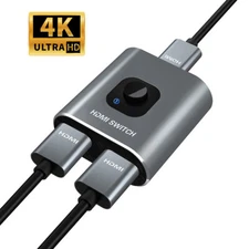 Bi-Directional HDMI Switcher 2 in 1 Out HDMI Splitter 1 in 2 Out HDMI Switch 4K 
