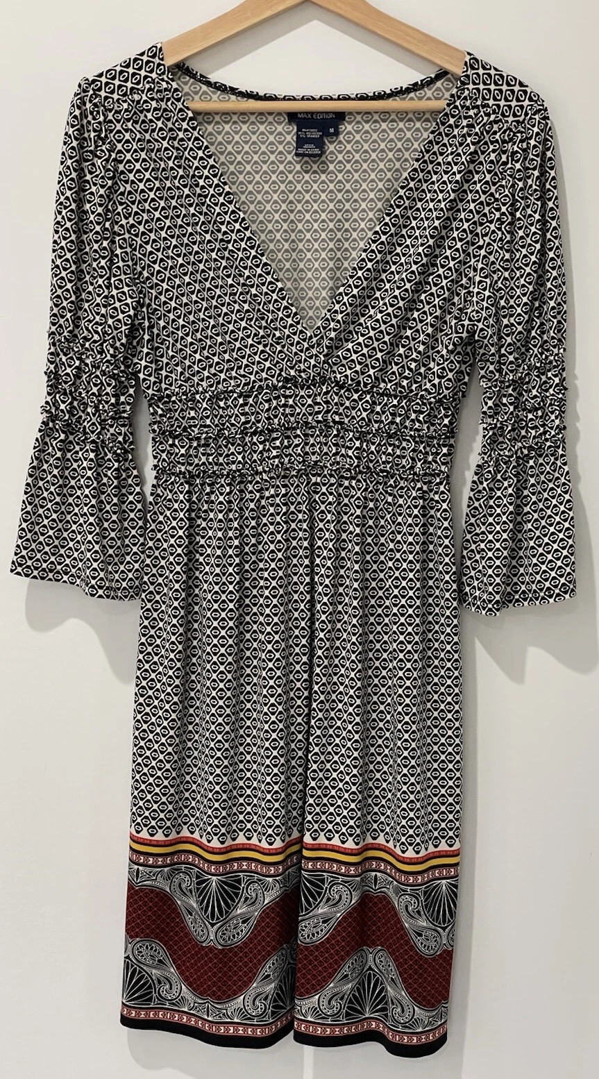 VETEMENTS Abito Max Edition A Line Maglia Donna Medium Y2K Smocked Babydoll Boho Ufficio