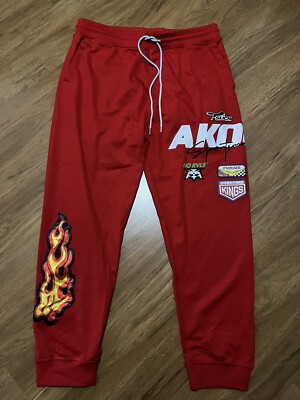 Akoo Brand Pants Mens Red Sz 3XL Jogger Embroider 100