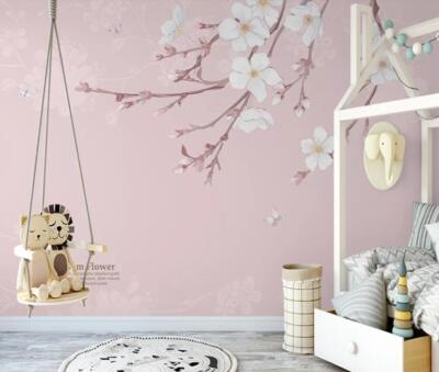 3D Pink Flower Branch ZHUA859 Wallpaper Wall Murals Removable Self-adhesive Amy