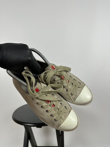 Women's Prada Suede Low Tops Red Tab Linea Rossa Trainers Sneakers Size 38.5 EU - Picture 12 of 24