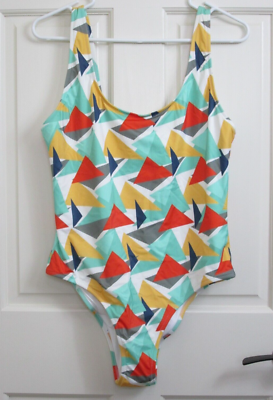 じゅん NWOT Me Undies Geometric Swimsuit Womens XL White Green Orange Red