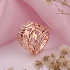 Band Ring Rose Gold Rose Gold 585 14ct RING with CubZirconia Approx 4.7g New Shiny