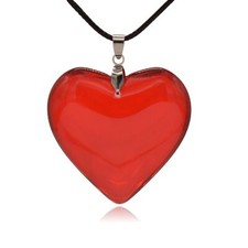 Large Solid Glass Heart Pendant Necklace