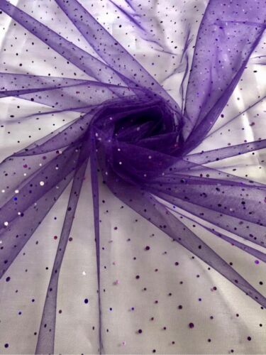 Holographic Sequin Tulle Net Fabric 58” Wide Tutu Dress Crafts Decor Wedding - Picture 10 of 32