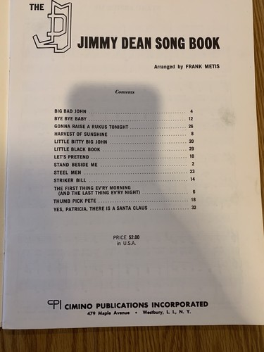 Vintage 1960s The Jimmy Dean Songbook Country Sheet Music Collection - Picture 3 of 7