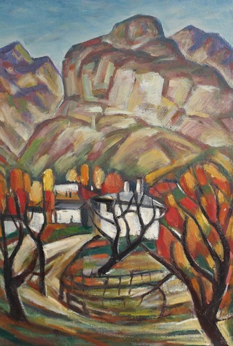 Prof. Stoyan Domuschiev (1935-2021) Oil painting country landscape signed - Picture 5 of 11