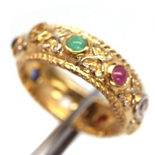 Gemstone Green Emerald, Ruby, Topaz, Sapphire, Garnet,.. Jewelry Ring 925 Silver