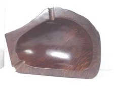 Ashtray cigar Walnut hand carved vintage brown 2 cigars cig's good condition