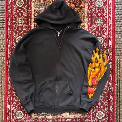 Harley-Davidsonフレイムデザイン ジップアップHOODIEパーカー 80's Vintage Harley Davidson Hoodie for bikers only flame