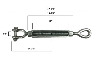 Turnbuckles Drop Forged / Hot Dipped Galvanized Steel Turnbuckle Eye Jaw Hook