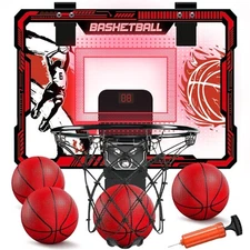 Basketball Hoop Indoor, Over The Door Basketball Hoops with LED Lighting, Min...