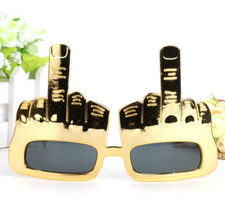 Festival Photography Prop Middle Finger Gold Rude Glasses Funny Unisex Eyewear