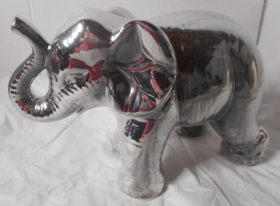 2019 Casa Home Decor Silver Elephant Figurine Trunk Up Standing Details 5 1/2'' T