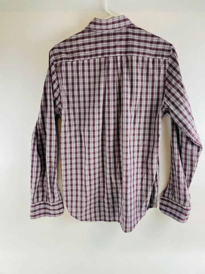 DOCKERS Shirt Men's Size S Gray Purple Plaid Classic Fit Button Down Long Sleeve - Image 2 of 4