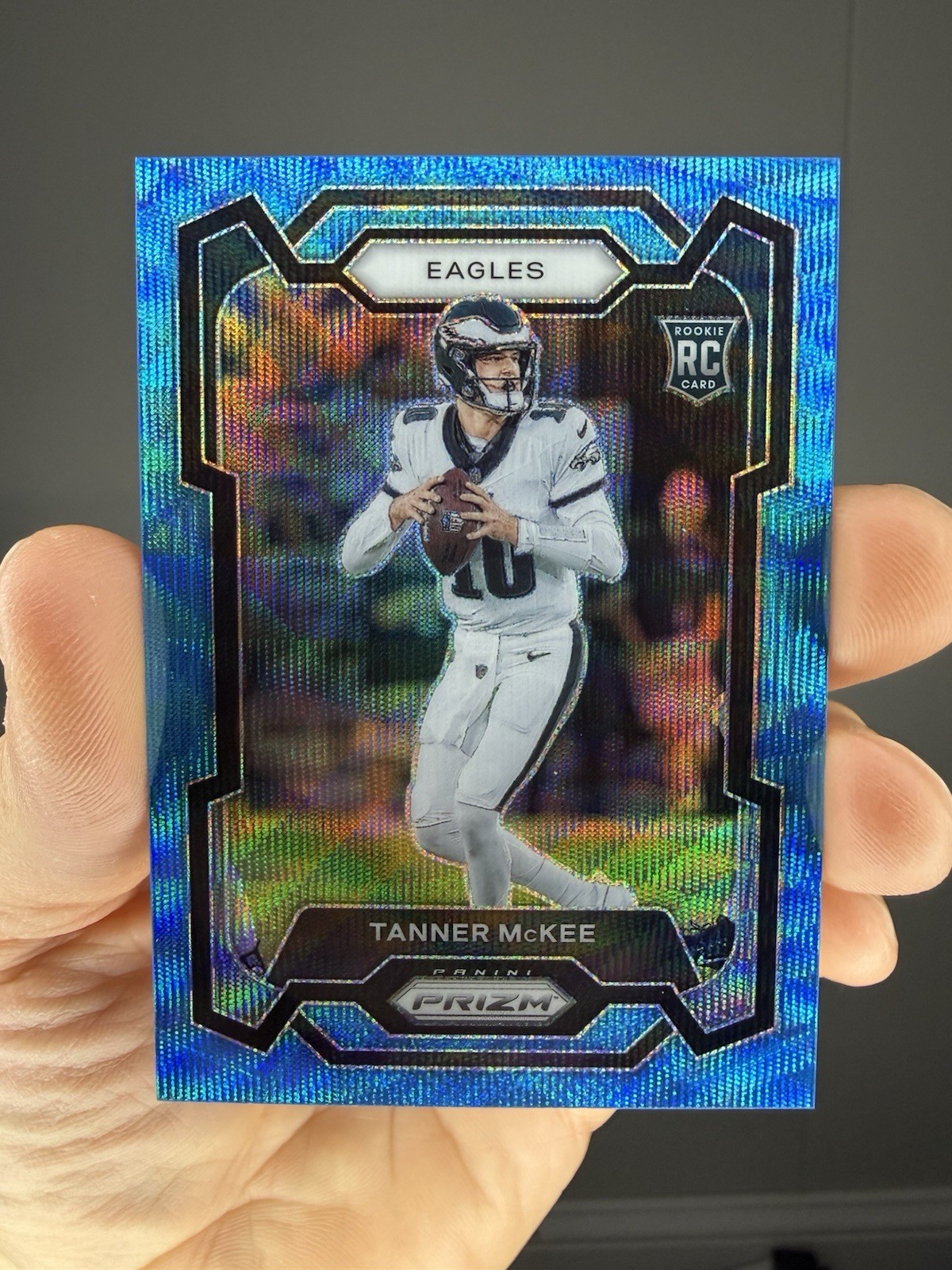 2023 Panini Prizm Rookie Tanner McKee #383 Blue Wave Prizm /199 RC