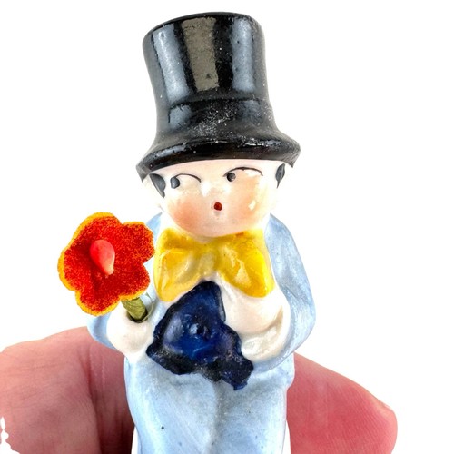 Mini Boy Place Card Holder Top Hat Porcelain Mini Figurine Made Germany Art Deco