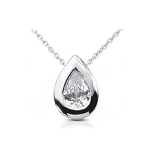 1.30ct I-SI1 Pear Shape Natural Certified Diamond 14K Gold Solitaire Pendant