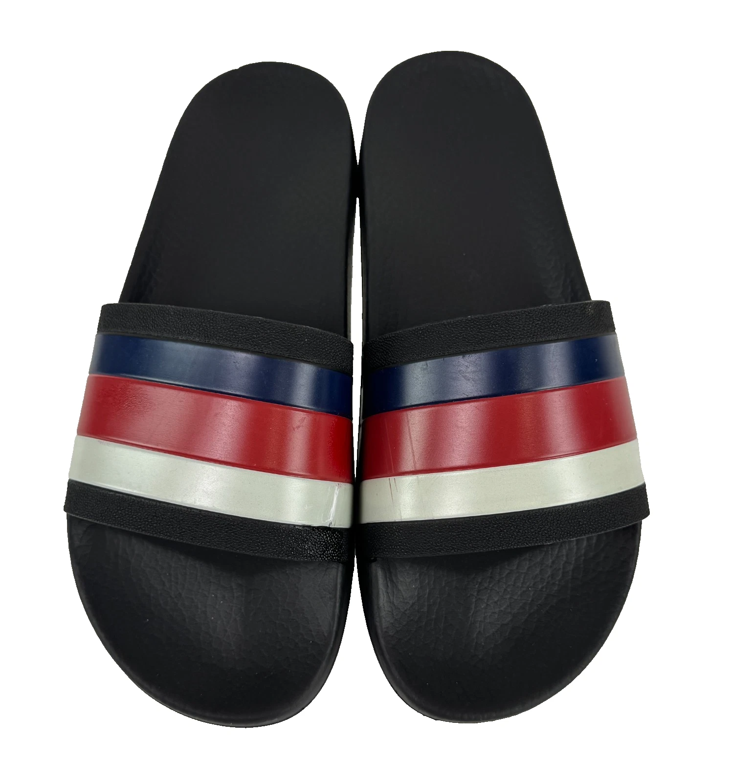 Gucci Auth Men Red White Blue Rubber Pool Slides 8.5 US 8 UK 42 EU Sandals Shoes
