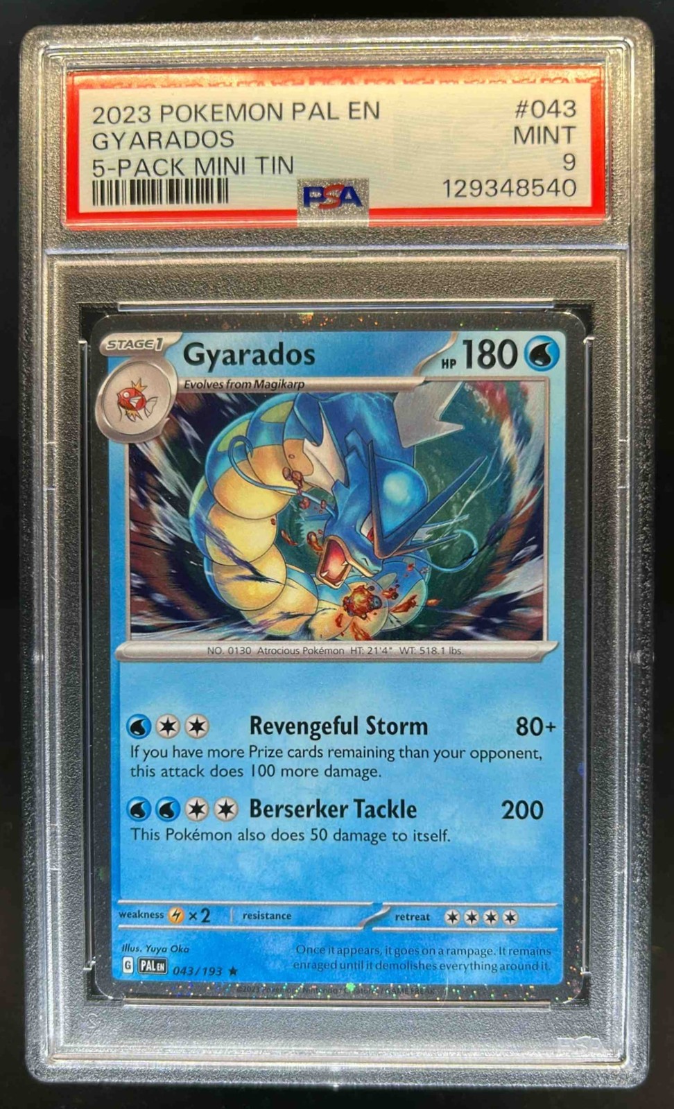 2023 Pokemon SV Paldea Evolved Gyarados #043/193 PSA 9
