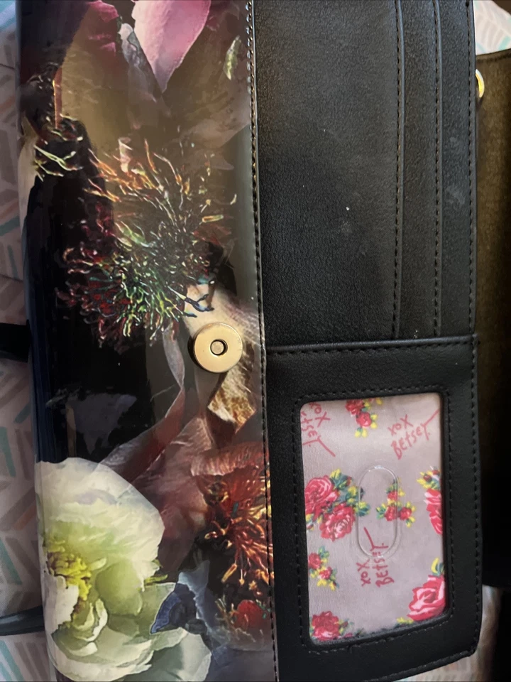 Betsy Johnson бумажник сумочки через плечо черный с бумажник карты - Изображение 2 из 4