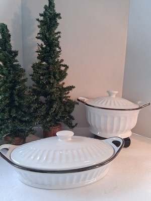 Appetit Marseille Stoneware 14'' Oval Baker W/Lid; Stunning! Mint Cond!