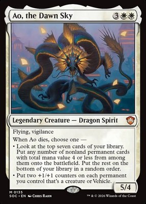 Ao, the Dawn Sky Commander: Secrets of Strixhaven MTG