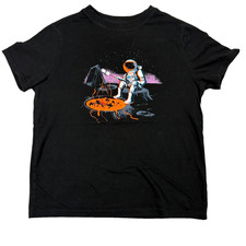 Cat Jack Kids Youth L 10/12 T Shirt Black Astronaut Space Campfire Graphic Tee