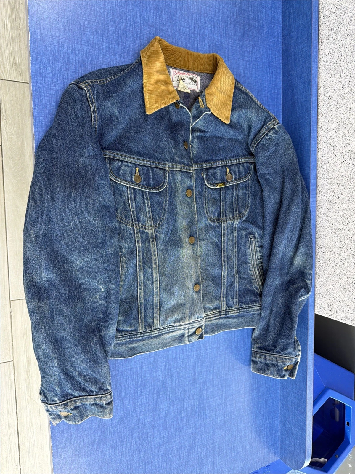 Vintage Lee Storm Rider Jacket Mens 44 Large Blanket Lined Corduroy 70s Denim