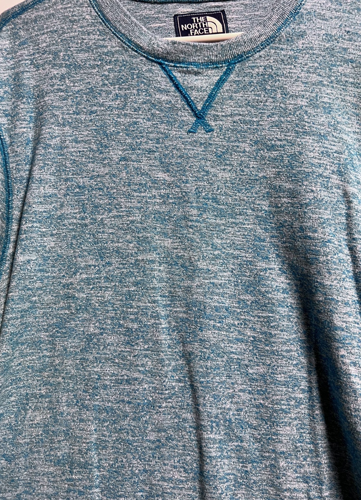 North Face Sweatshirt Men XL Sky Blue Crew Neck Sweater Plain Basic Hiking image 6