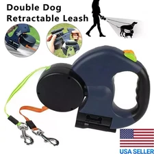 Retractable Reflective Dual Pet Leash Lead 360Swivel Double Dog Walking Leash US