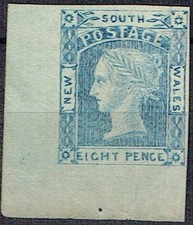 AUSTRALIAN STATES New South Wales: 1851-55 8d blue colour trial - 45607