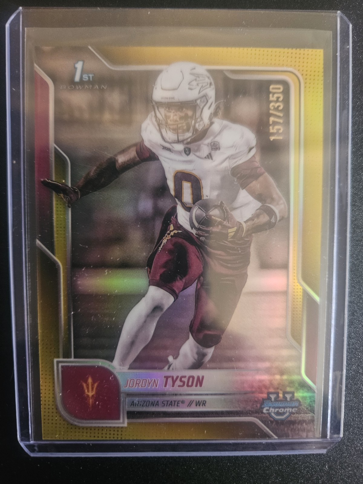 2025 Bowman University Chrome - Jordyn Tyson #31 Yellow Refractor /350 (RC)