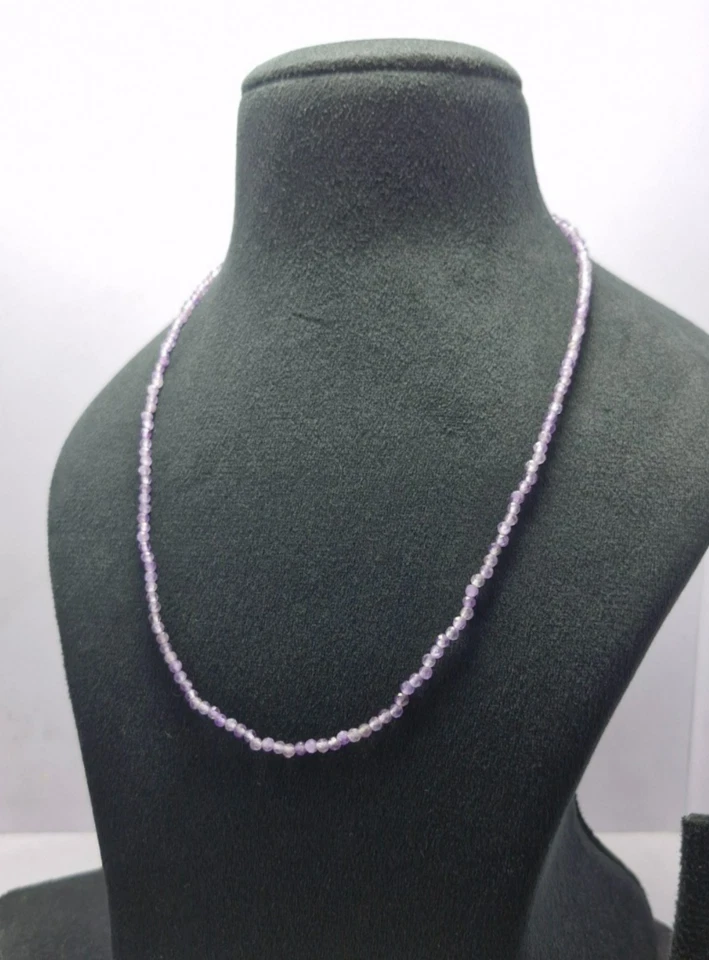 Colar de contas facetadas de cura de ametista natural joias feitas à mão - Imagem 4 de 4