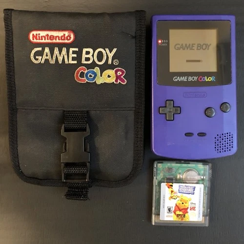 Nintendo Game Boy Color GBC Grape Console + Case + Game, Clean TESTED & WORKING
